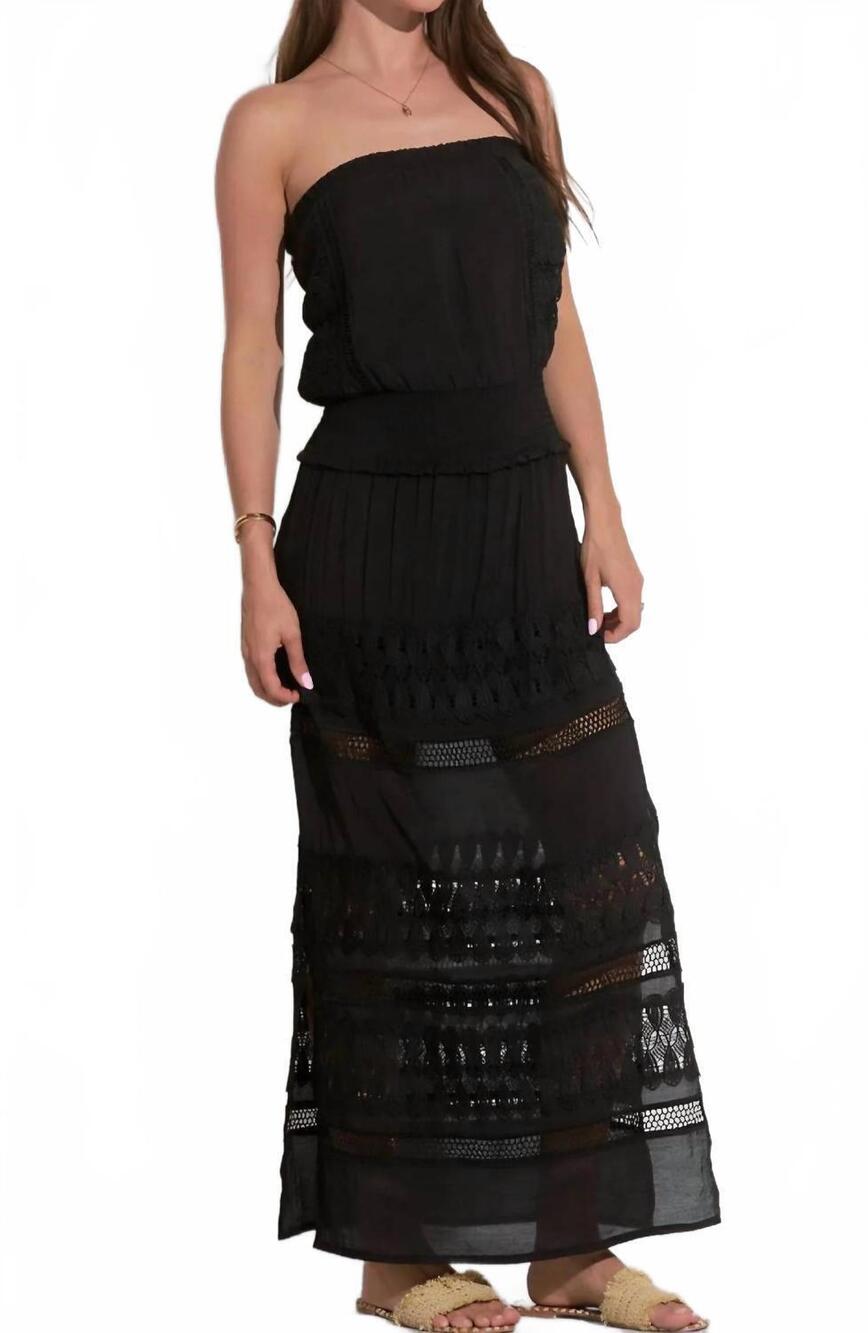 NEW ELAN athena strapless midi dress in black